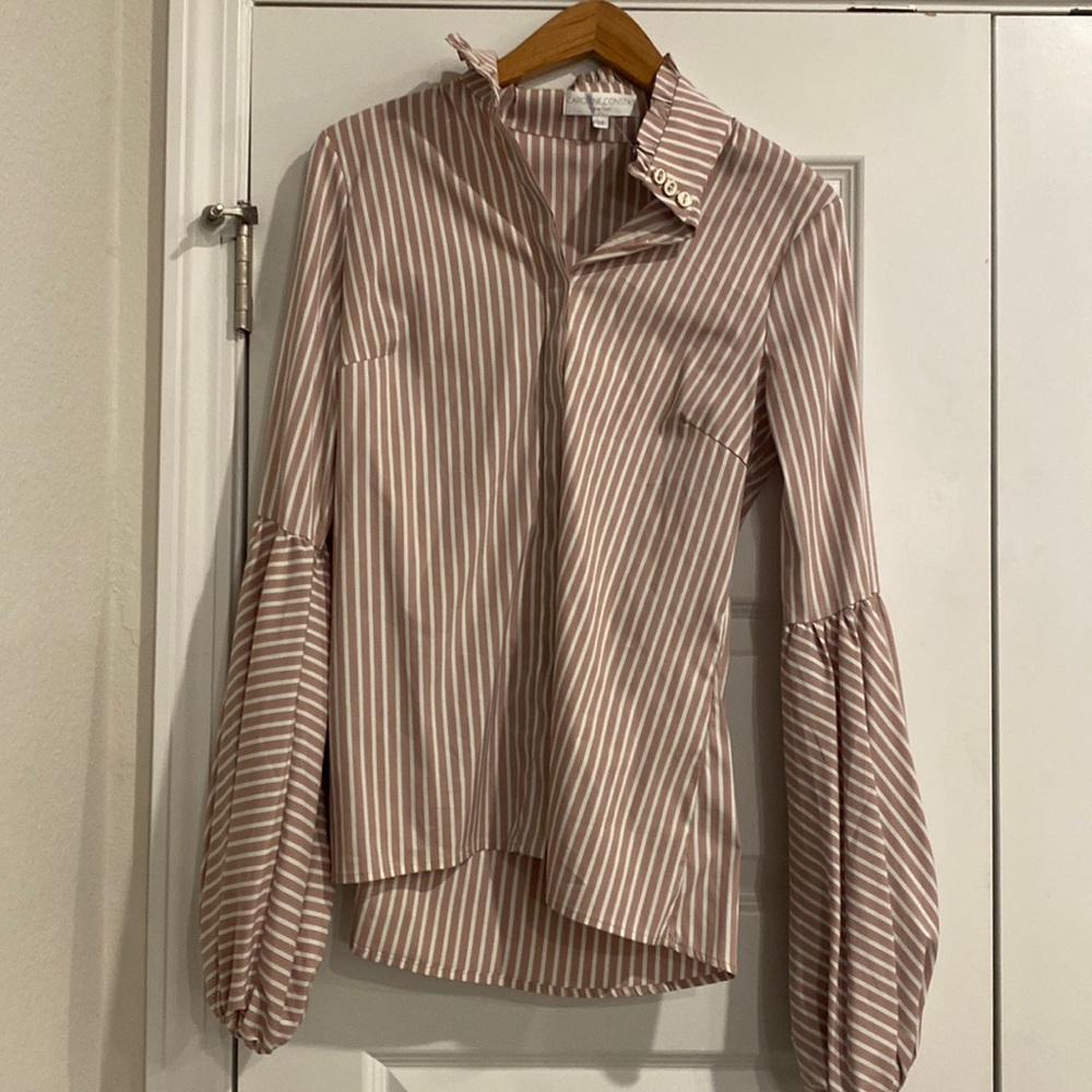 Caroline Constas New York puff sleeve striped button up